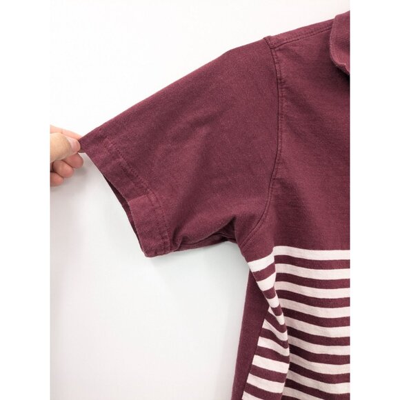 Striped Rugby Polo Shirt Men Size S Crest Patch Preppy Academia Sporty Varsity - Picture 3 of 8